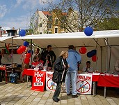 Mai-Fest in Köpenick, LINKE-Stand; Foto: Elke Brosow