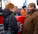 auf der Gegen-Demo die Fraktionsvorsitzenden der Linken aus Hessen und Sachsen; Foto: Elke Brosow