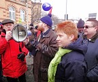 Bodo Ramelow verkündet erste Erfolge der Gegen-Demo in Dresden-Neustadt; Foto: Axel Hildebrandt